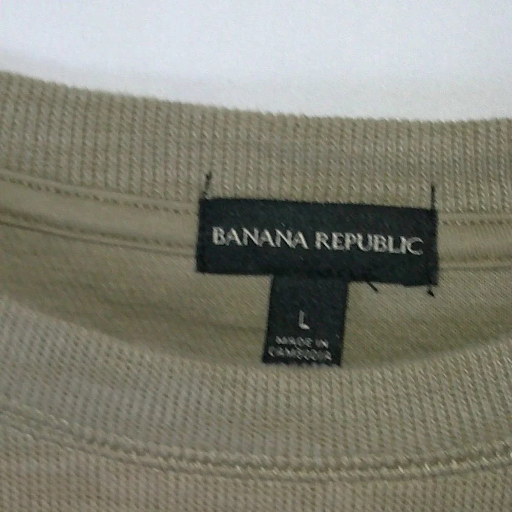 Banana Republic Mens‎ Large Beige Slub Knit Long Sleeve Crewneck
